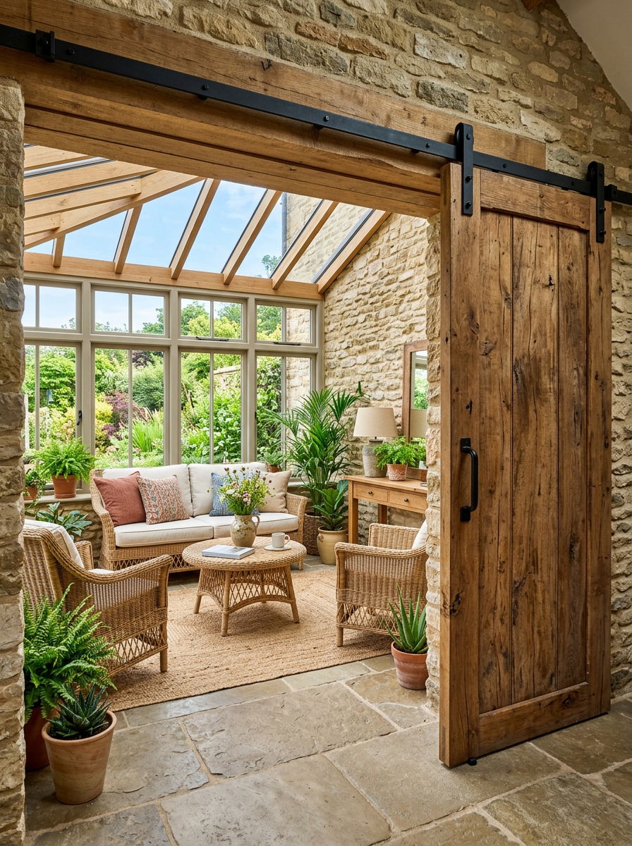 Sliding barn door sunroom - 30 rustic sunroom ideas
