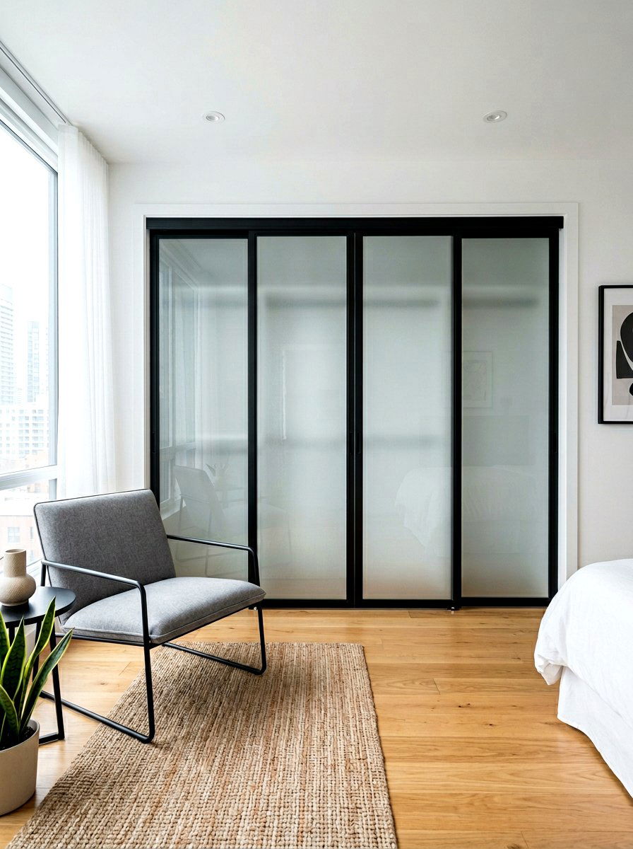 Sliding door closet - 30 minimalist bedroom storage ideas