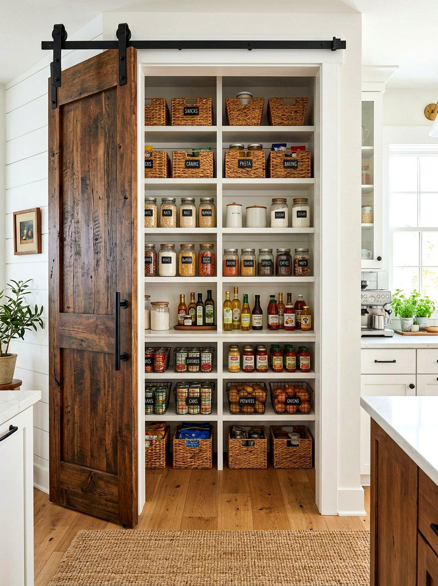 Sliding door pantry open shelving - 30 pantry with open shelving ideas