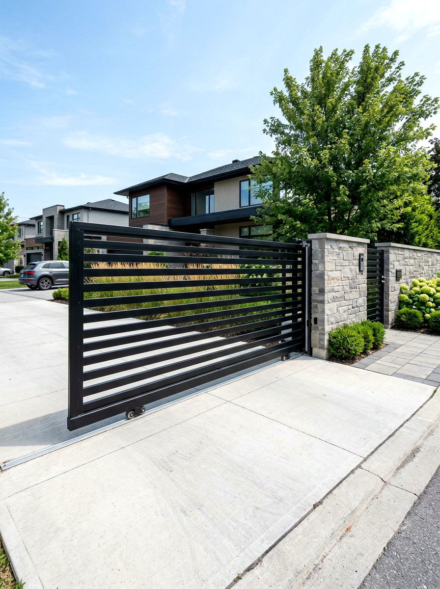 Sliding driveway gate - 30 driveway entrance ideas