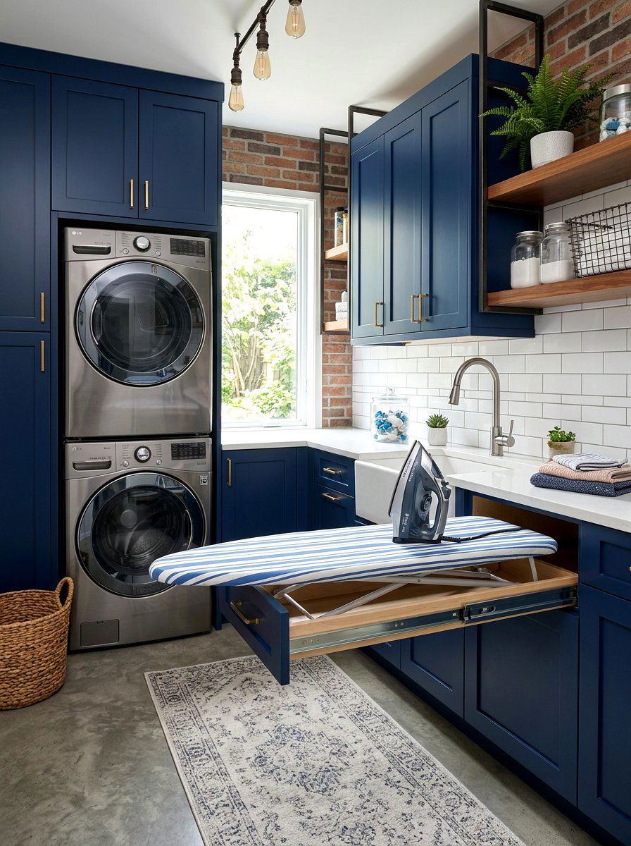 Sliding ironing board laundry room - 30 ironing board storage ideas
