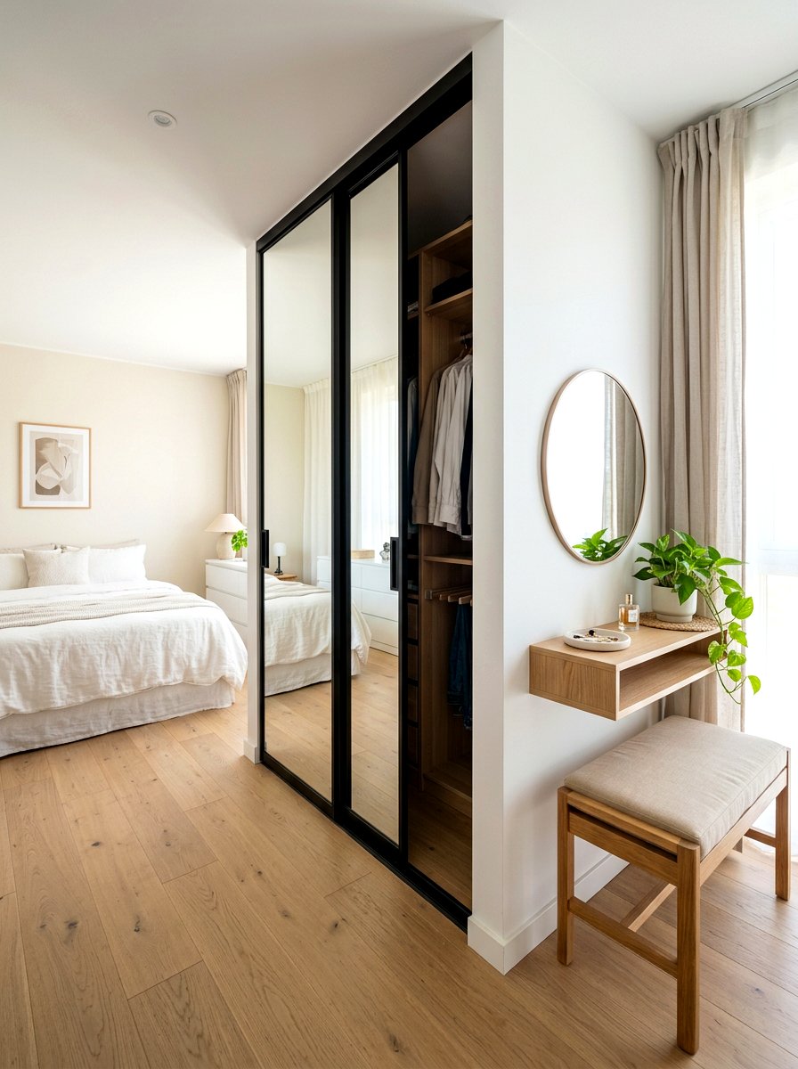 Sliding mirror closet door - 30 dressing room mirror ideas
