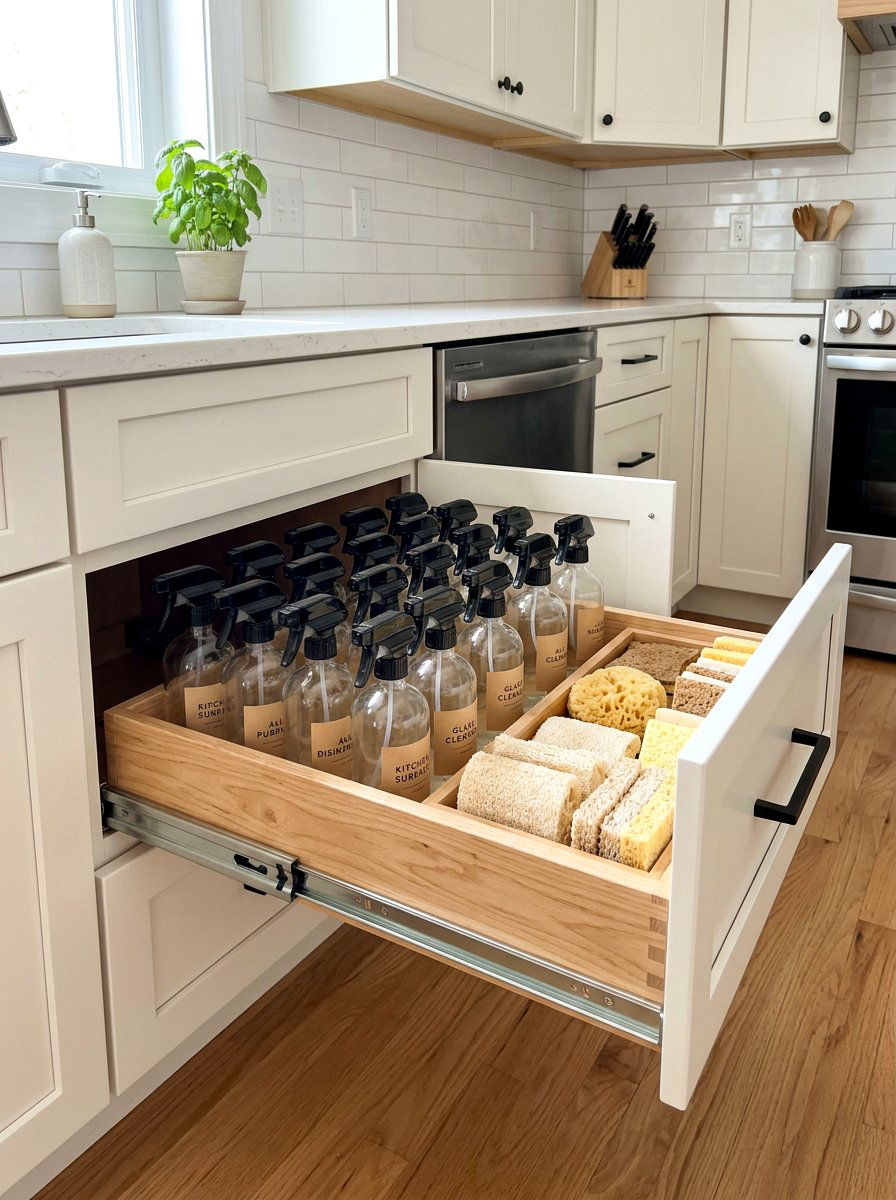 Sliding pull out drawer - 30 green cleaning station ideas