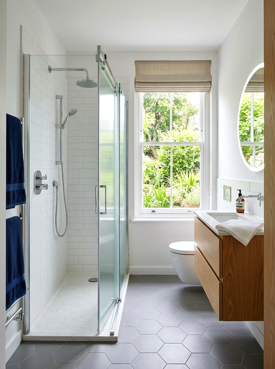 Sliding ribbed glass shower door - 30 ribbed glass shower ideas
