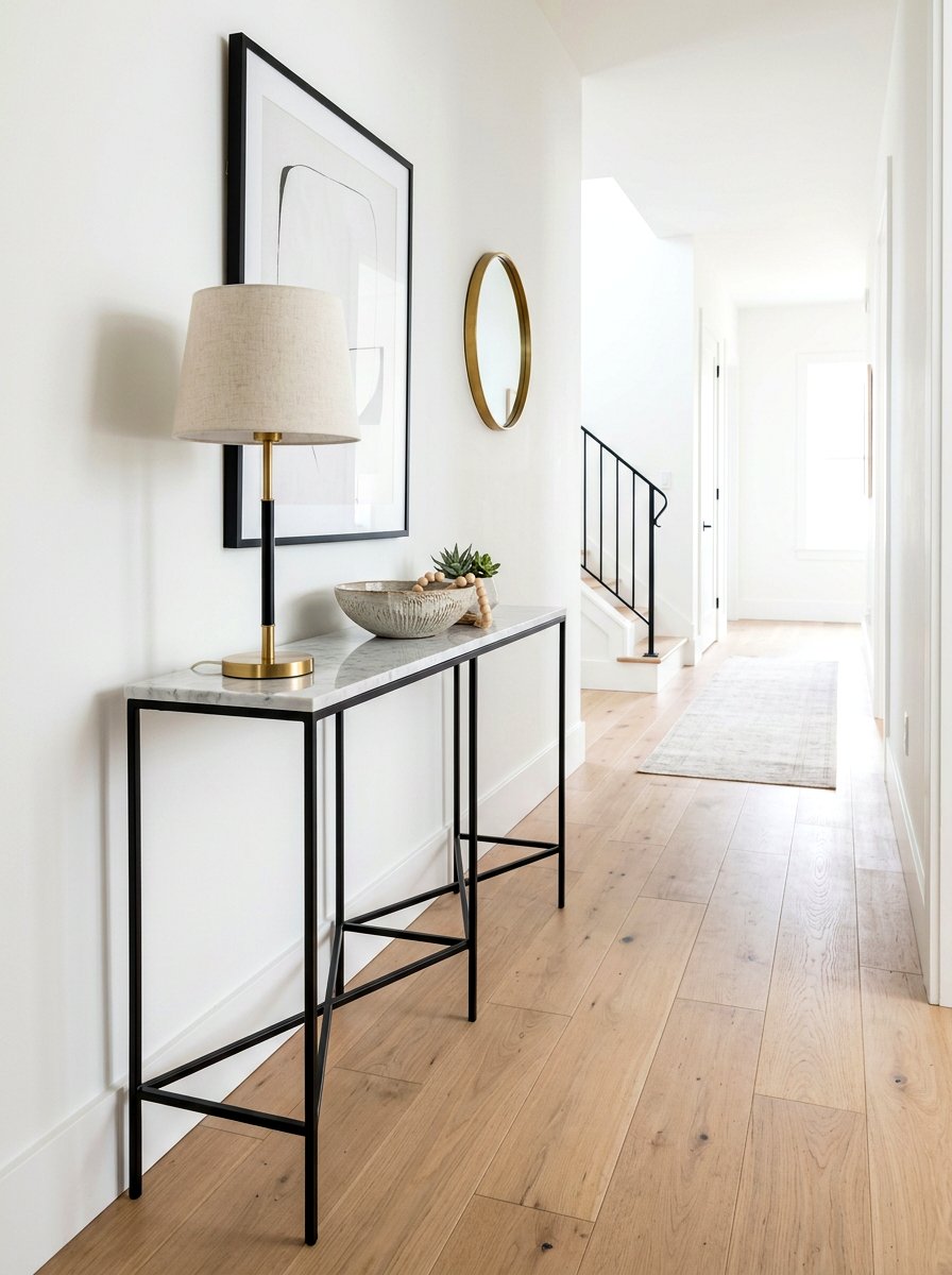 Slim Console Table - 30 slim foyer storage ideas