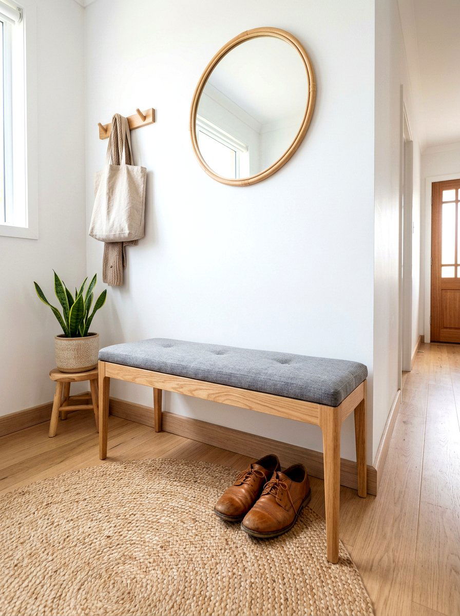 Slim Entryway Bench - 30 mini mudroom apartment ideas