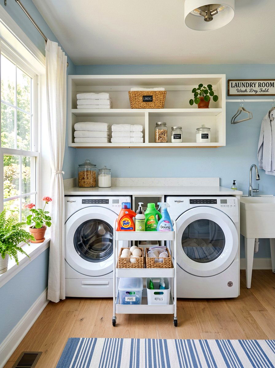 Slim Laundry Room Rolling Cart - 30 slim storage cabinet ideas