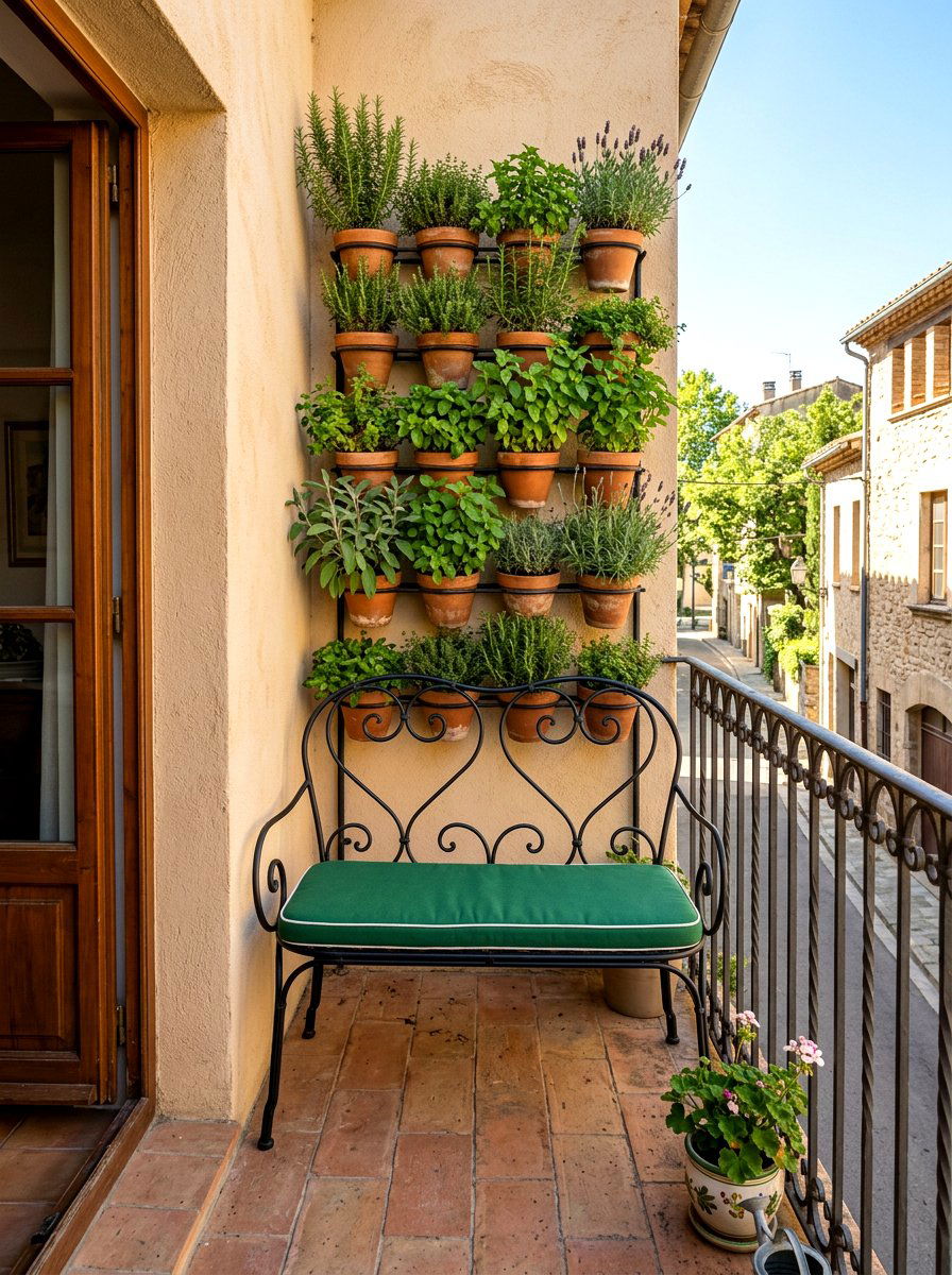 Slim Metal Bench - 30 tiny balcony seating ideas