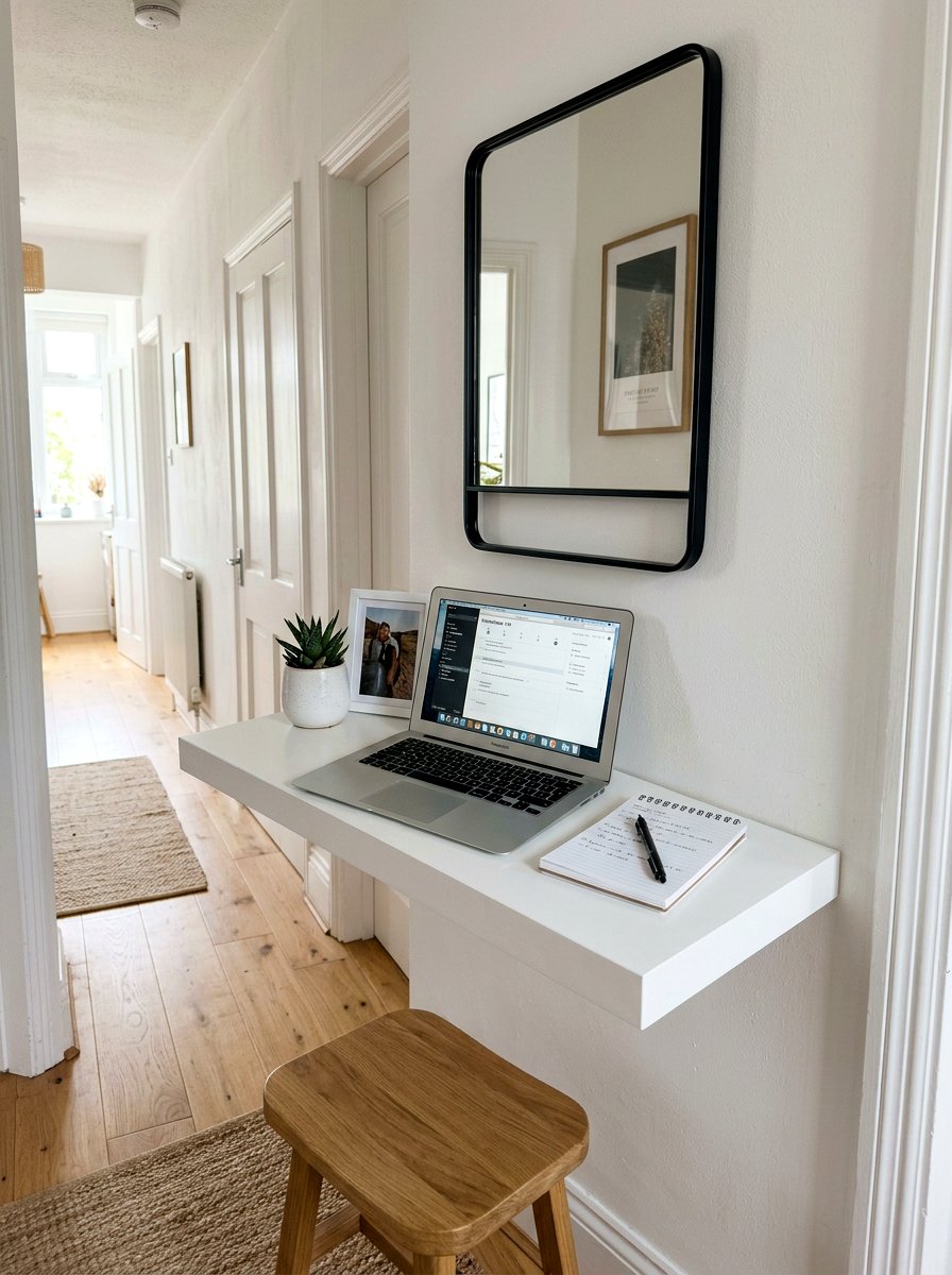 Slim Profile Laptop Station - 30 fold down desk apartment ideas