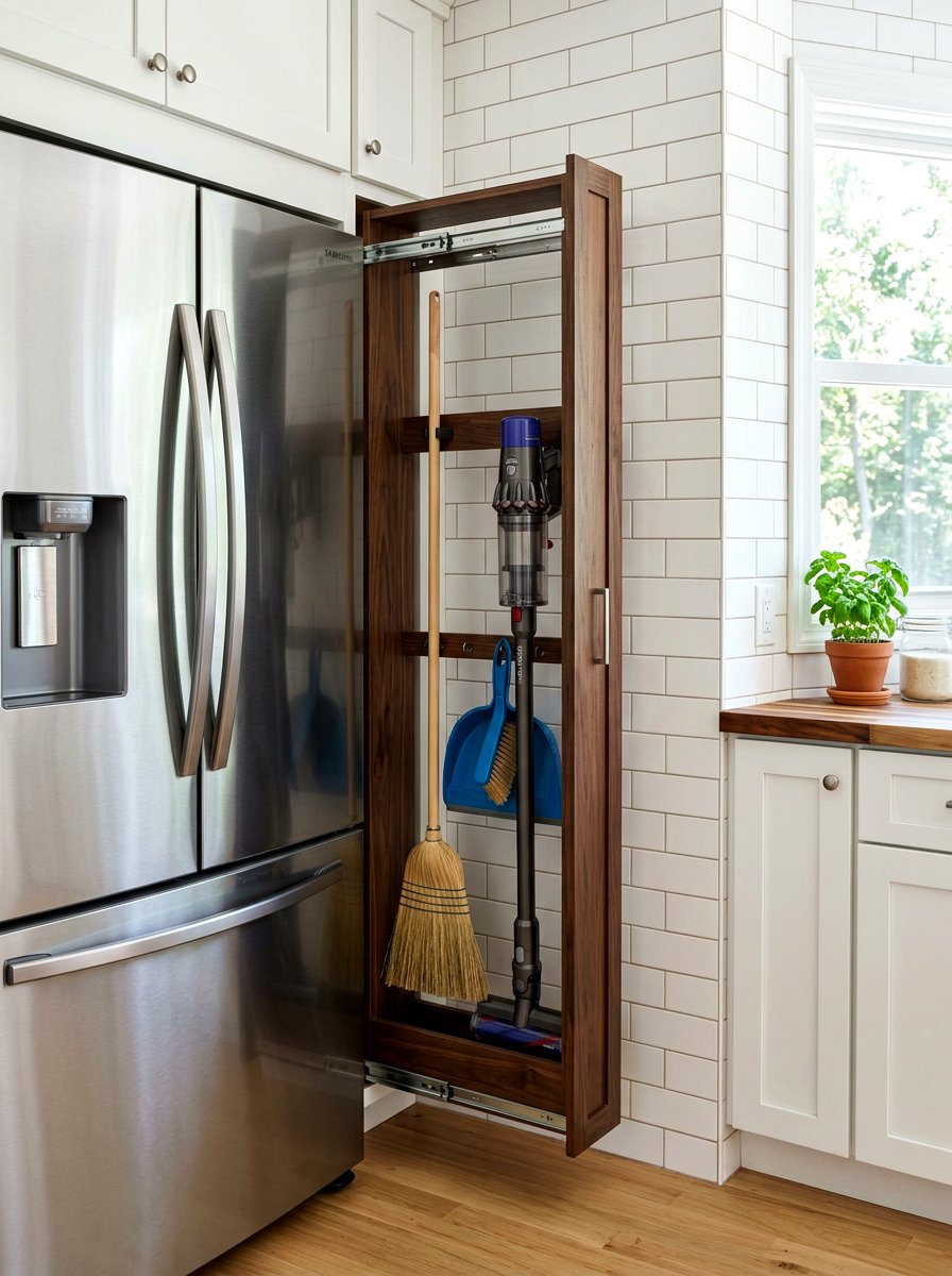 Slim Pull Out Broom Storage - 30 tall broom cabinet ideas