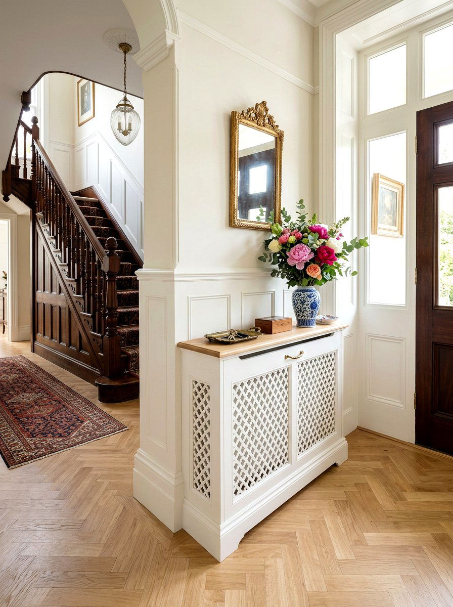 Slim Radiator Cover Storage - 30 slim foyer storage ideas