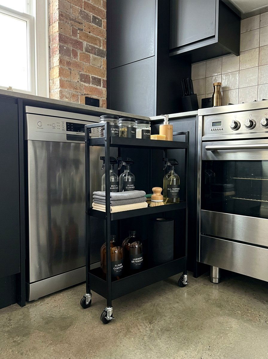 Slim Rolling Cart - 30 organizing a tiny pantry ideas