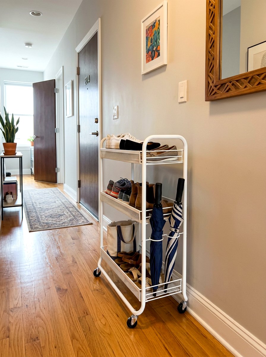 Slim Rolling Cart - 30 narrow entryway storage ideas