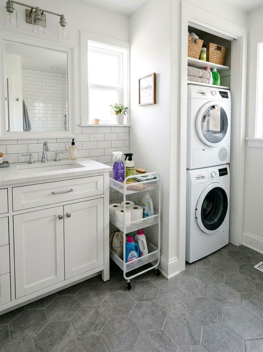 Slim Rolling Cart - 30 bathroom organization ideas