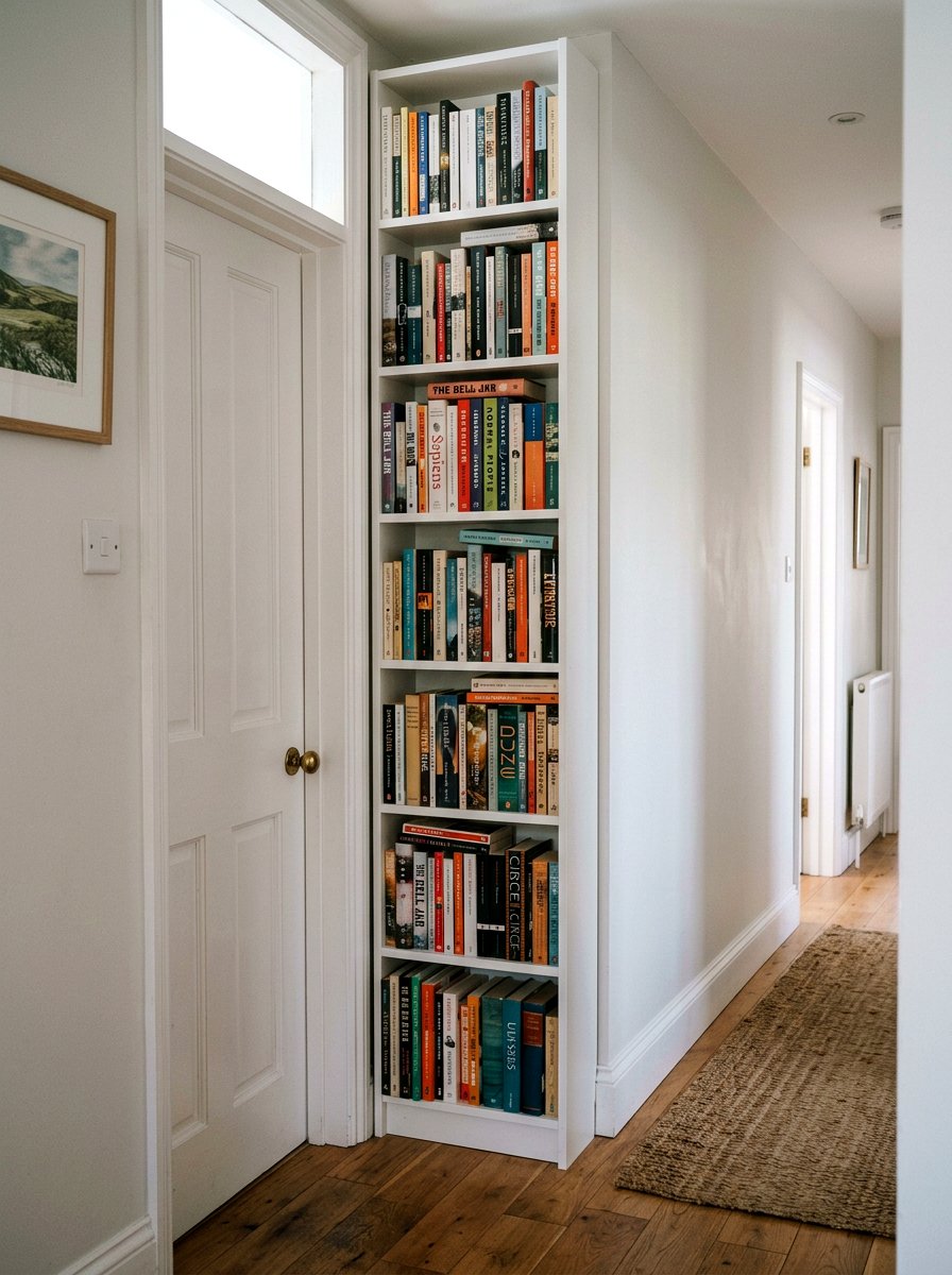 Slim Vertical Bookshelf - 30 hallway bookshelf ideas
