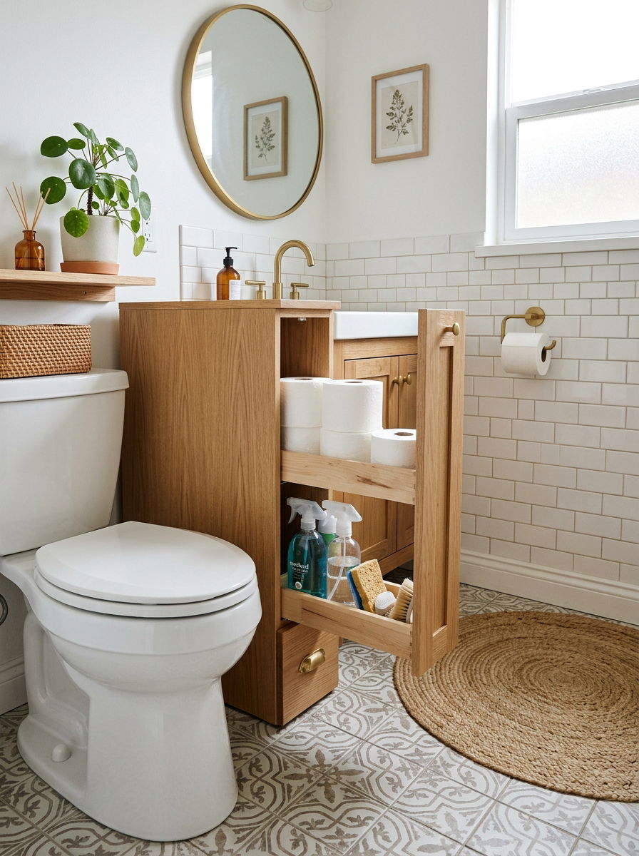 Slim bathroom floor cabinet - 30 vertical drawer storage ideas
