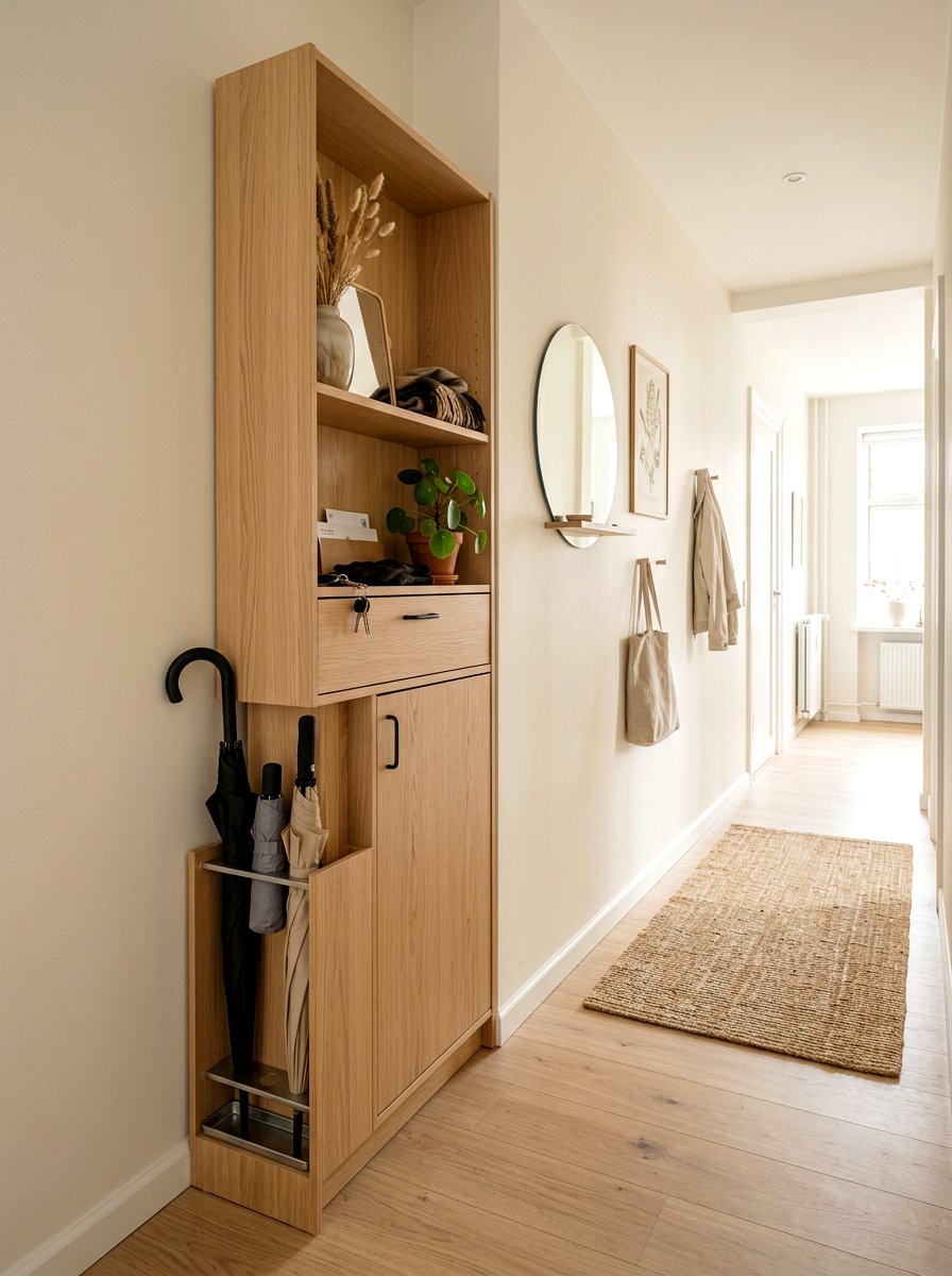 Slim entryway umbrella storage - 30 umbrella cabinet ideas