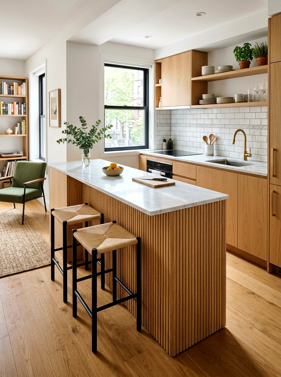 Slim fluted kitchen island - 30 fluted kitchen island ideas