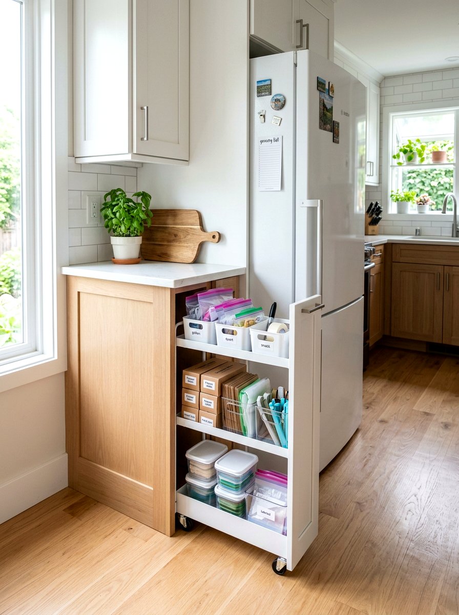 Slim freezer organization storage carts - 30 freezer organization ideas