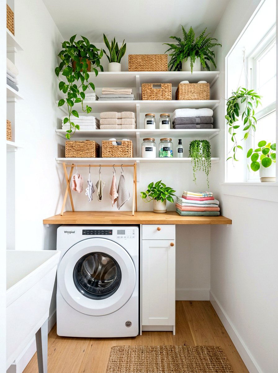 Slim laundry room folding station - 30 laundry room folding station ideas