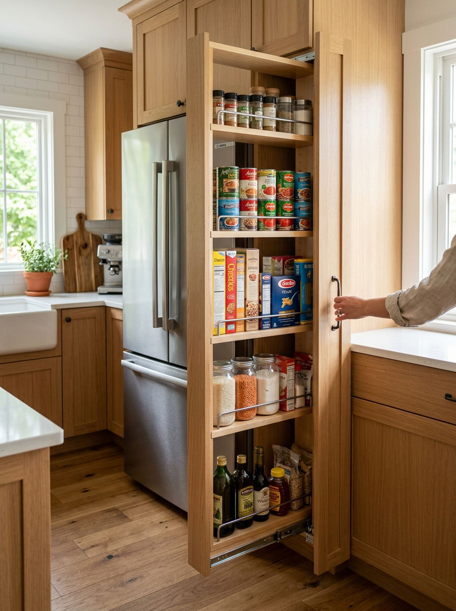 Slim pantry storage cabinet - 30 vertical drawer storage ideas