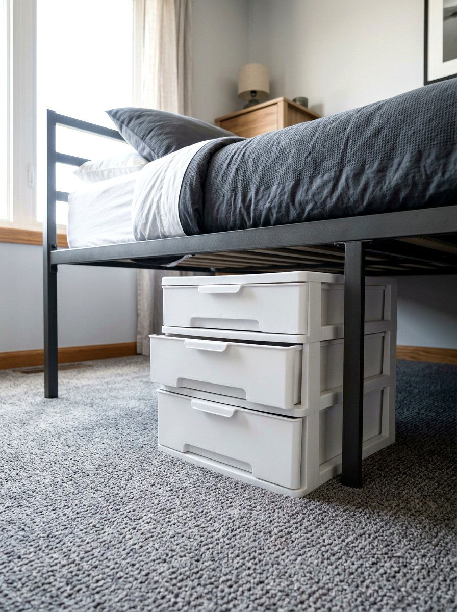 Slim plastic drawers - 30 under bed storage aesthetic ideas