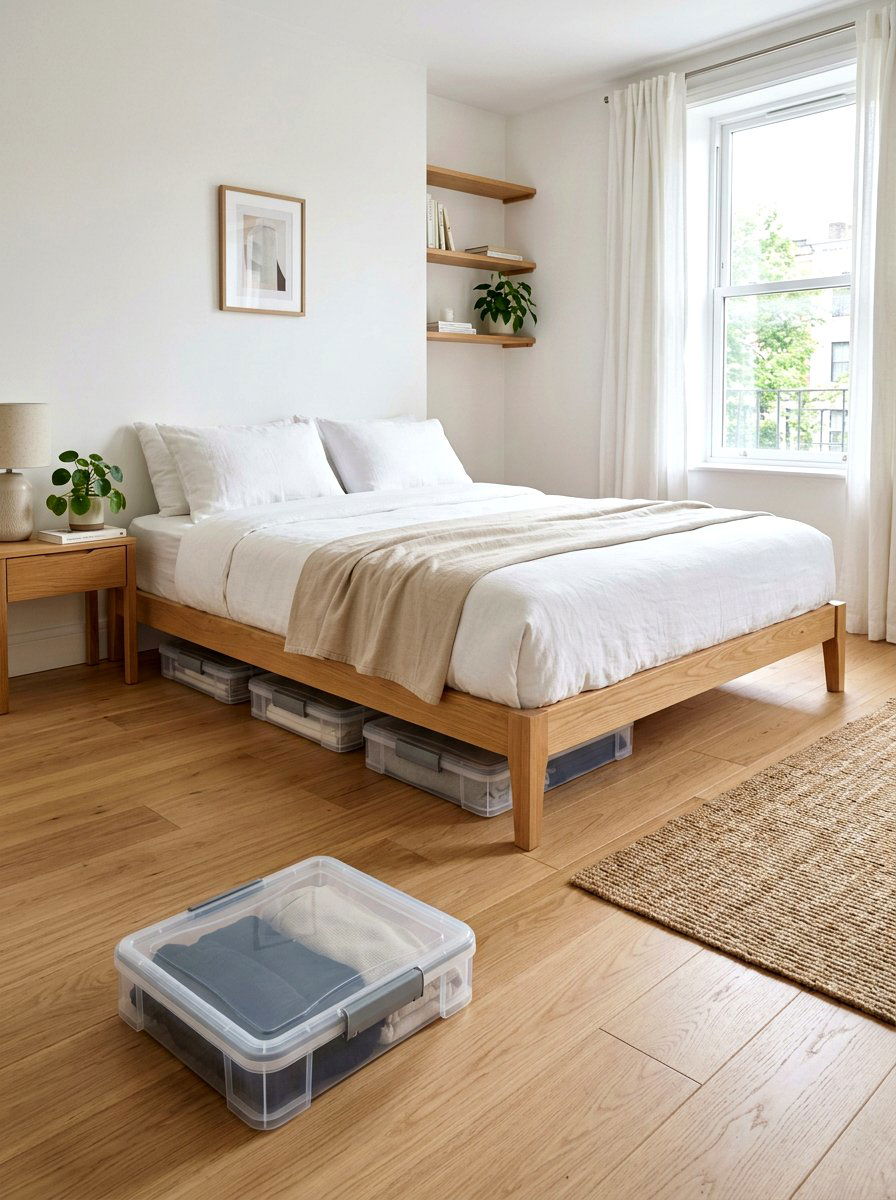 Slim plastic storage boxes - 30 under bed storage ideas