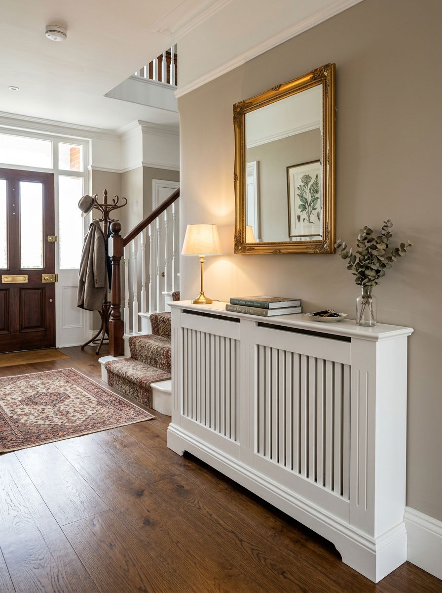 Slim radiator cover - 30 small entryway ideas