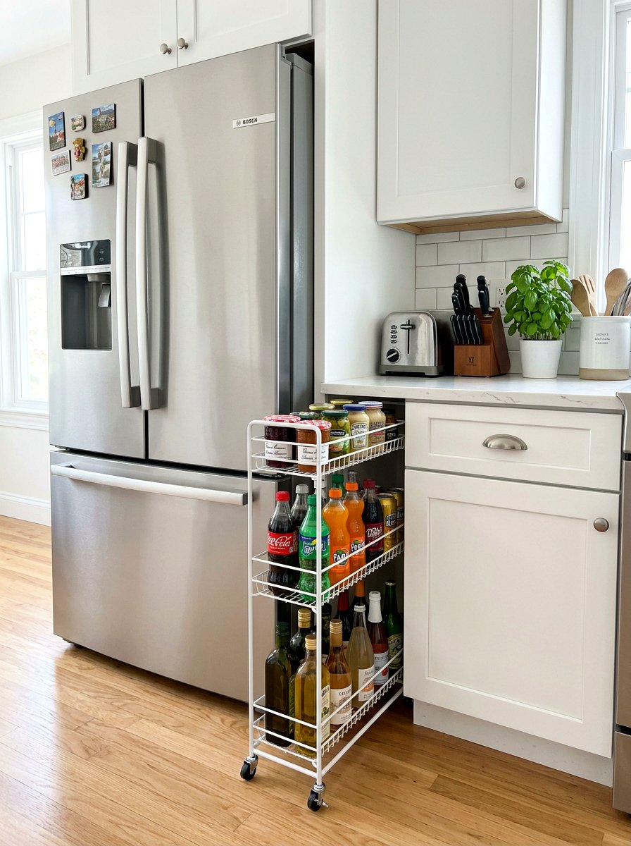 Slim rolling trolley - 30 renter friendly kitchen storage ideas