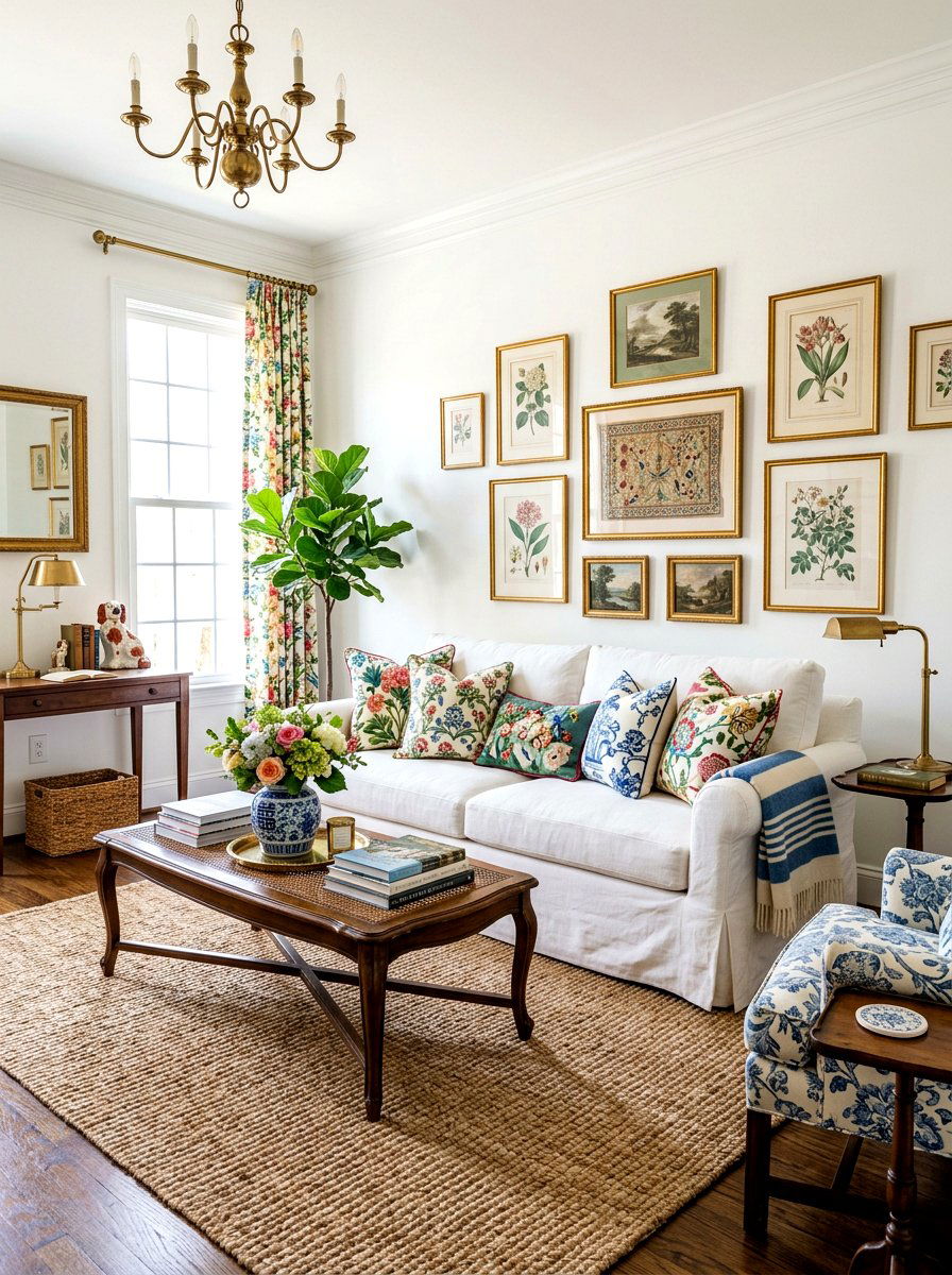 Slipcover Sofa Living - 30 grandma chic decor ideas