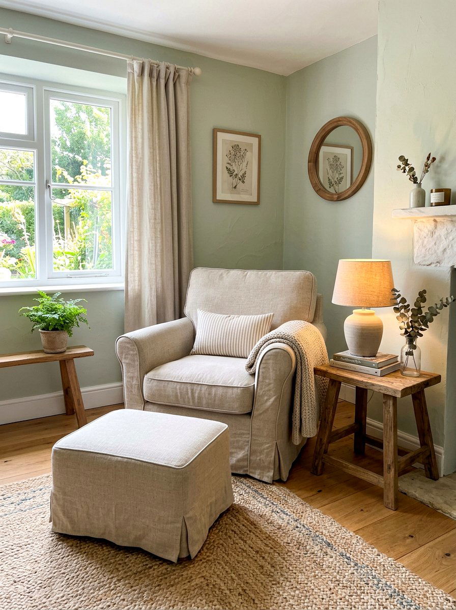 Slipcovered Linen Armchair - 30 English cottage living room ideas