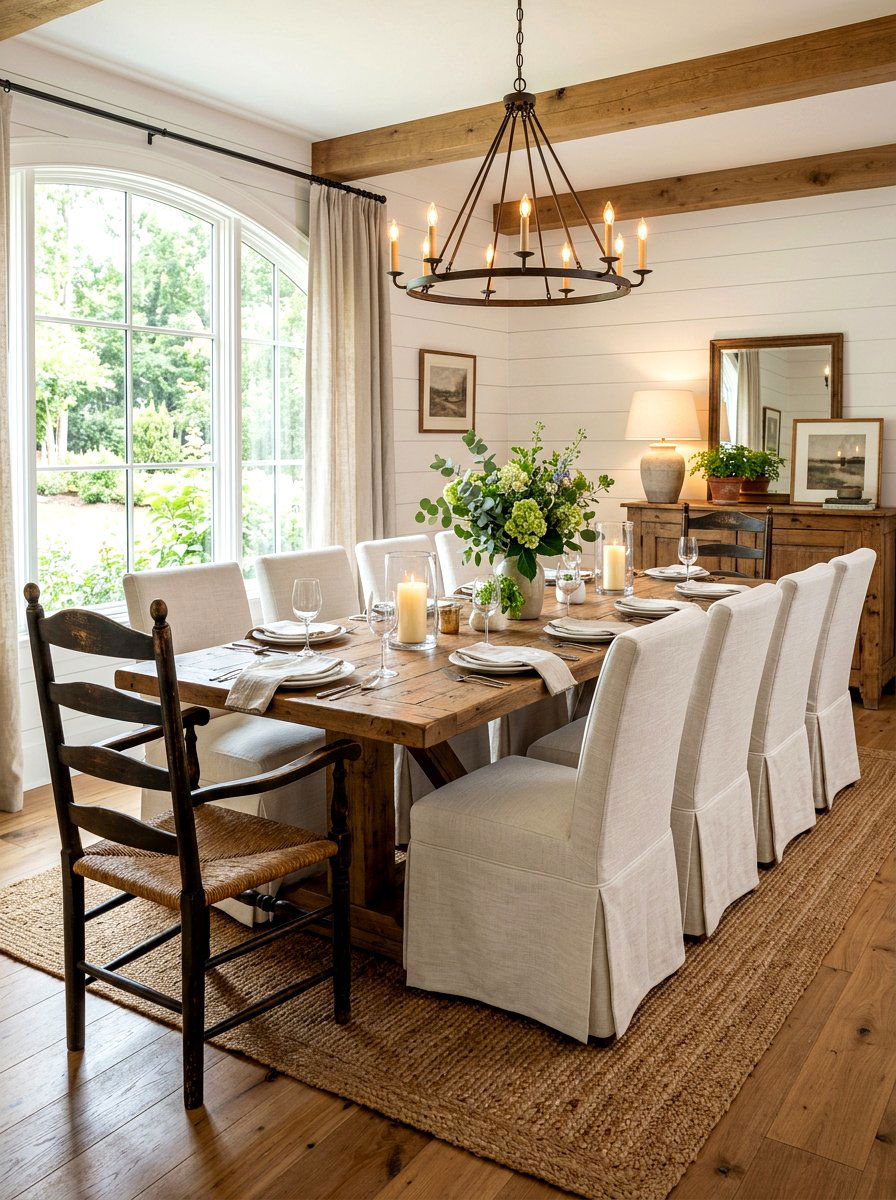 Slipcovered Parsons Dining Chairs - 30 mixed dining seating ideas