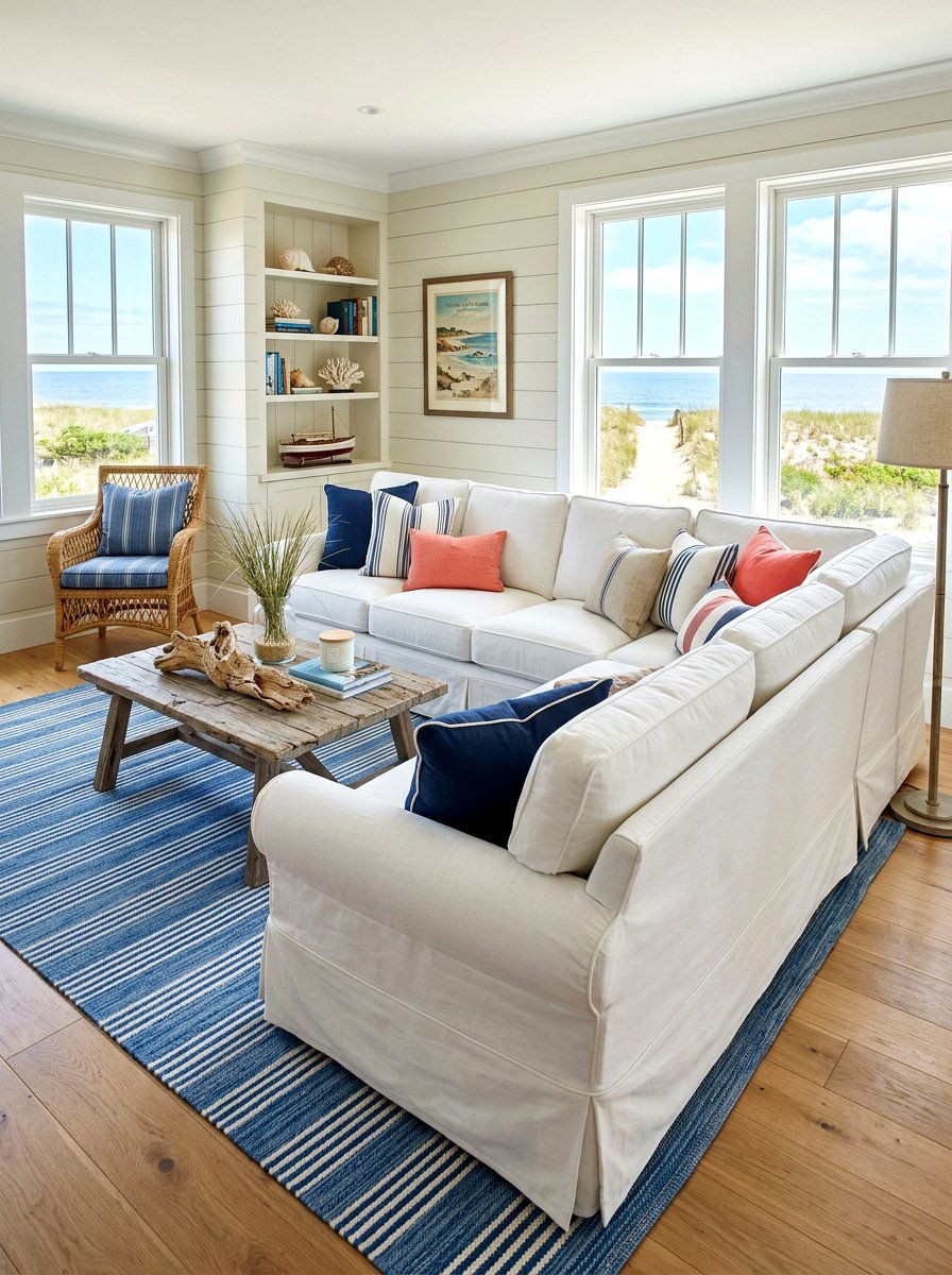 Slipcovered Sectional - 30 family room sectional ideas