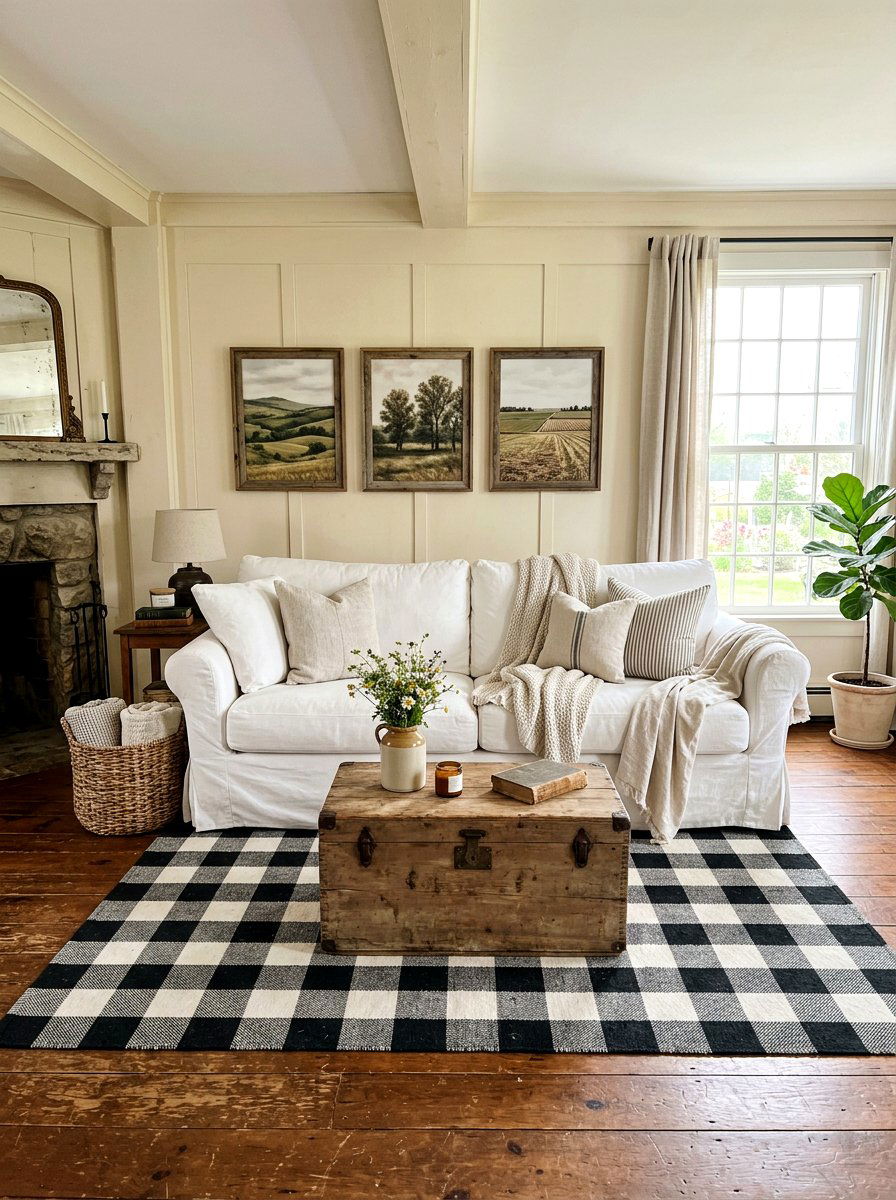 Slipcovered Sofa Farmhouse Style - 30 rustic farmhouse living room ideas