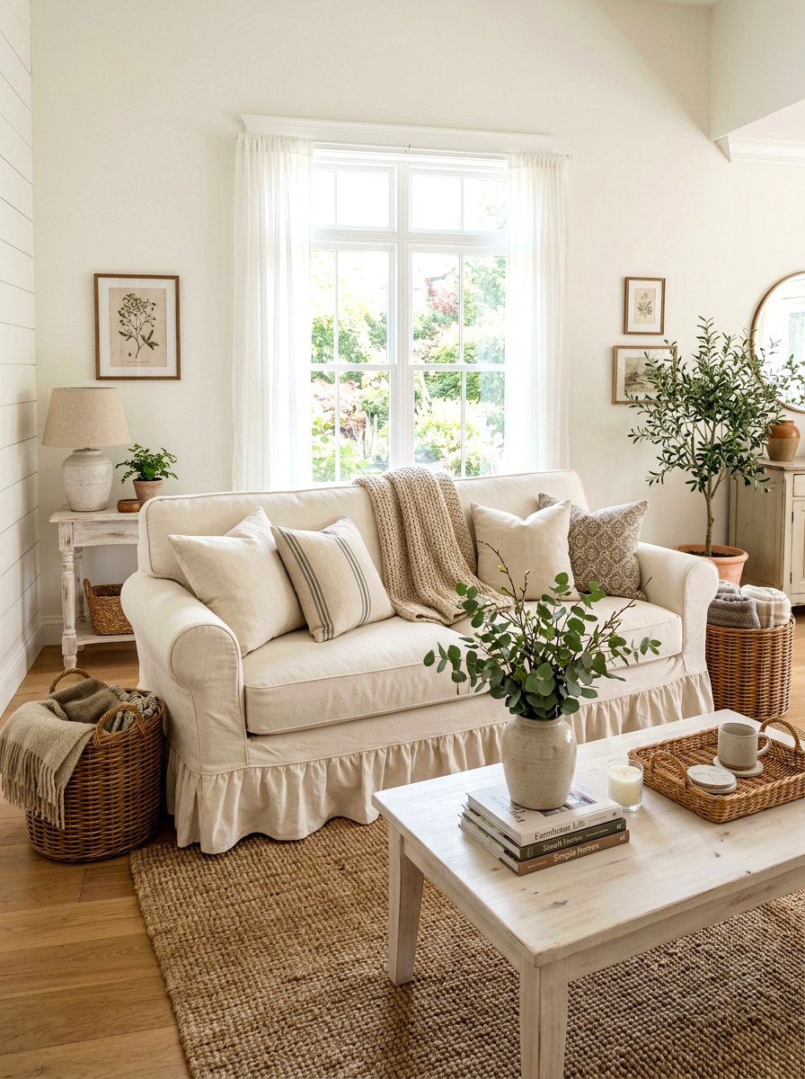 Slipcovered Sofa Living Room - 30 French country living room ideas
