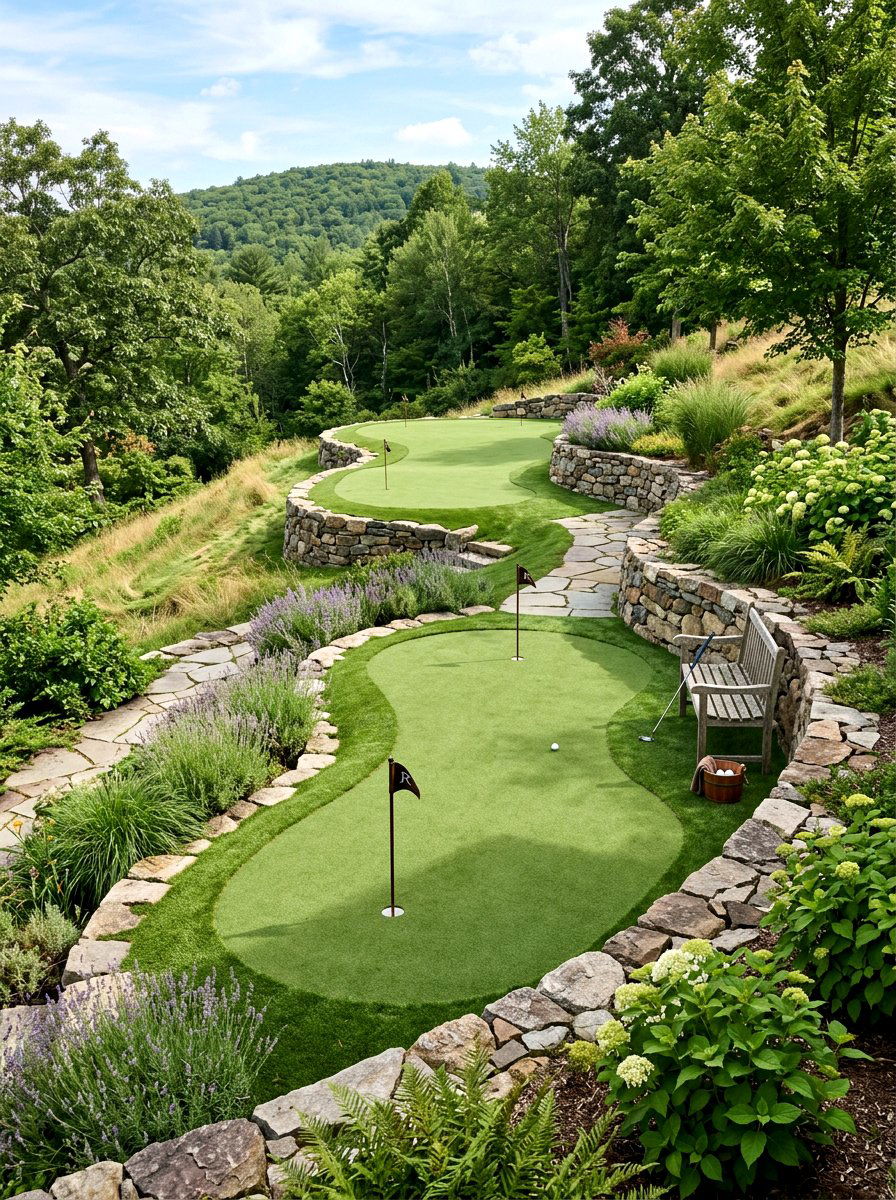 Sloped Backyard Putting Green - 30 backyard putting green ideas