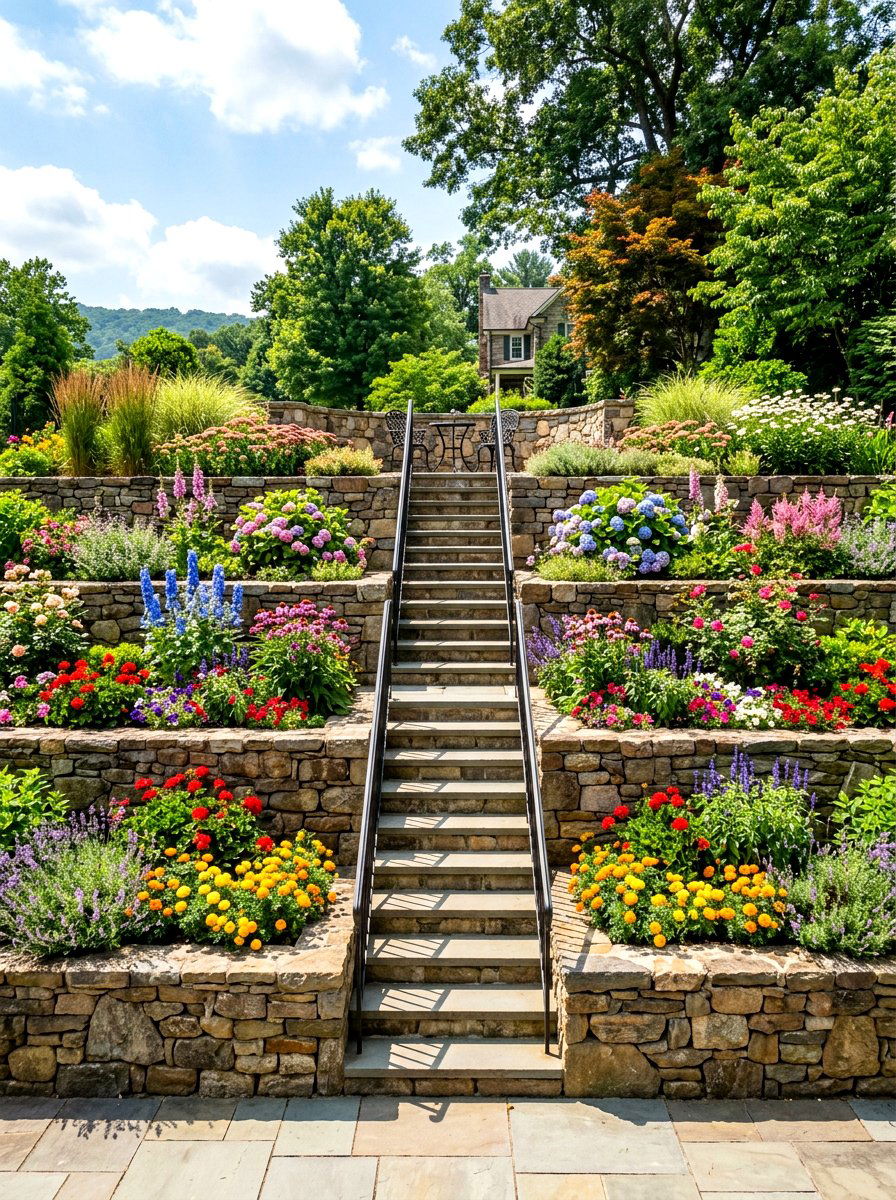 Sloped Backyard Terrace - 30 retaining wall garden ideas