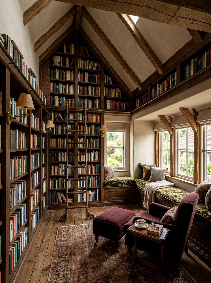 Sloped Ceiling Attic Library - 30 attic studio ideas