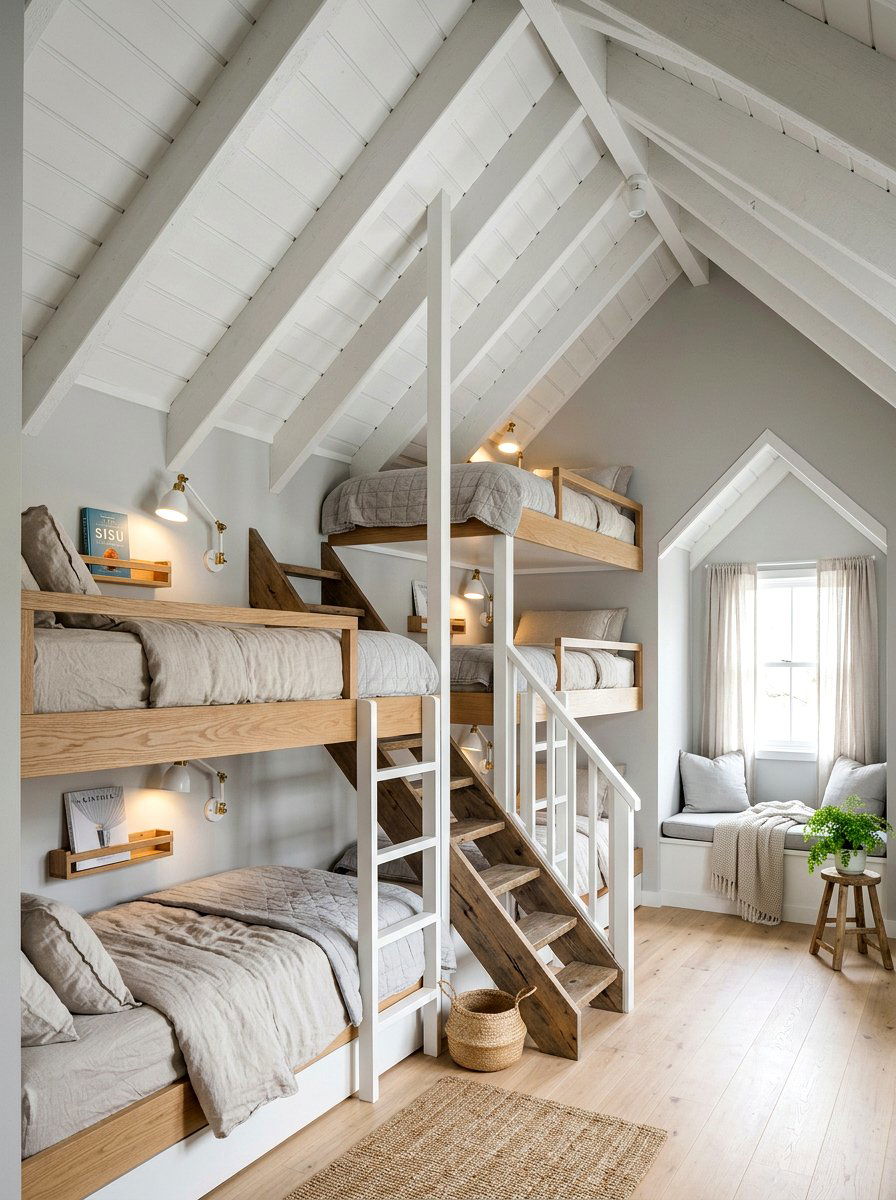 Sloped Ceiling Bunk Room - 30 attic bunk room ideas