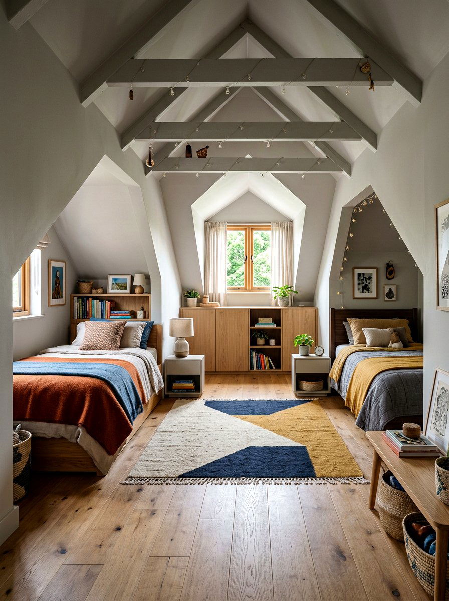 Sloped Ceiling Shared Room - 30 shared sibling room decor ideas