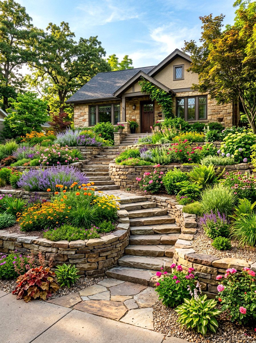 Sloped Front Yard - 30 front yard landscaping ideas