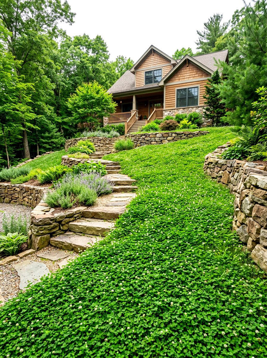 Sloped Front Yard Clover - 30 clover front lawn ideas