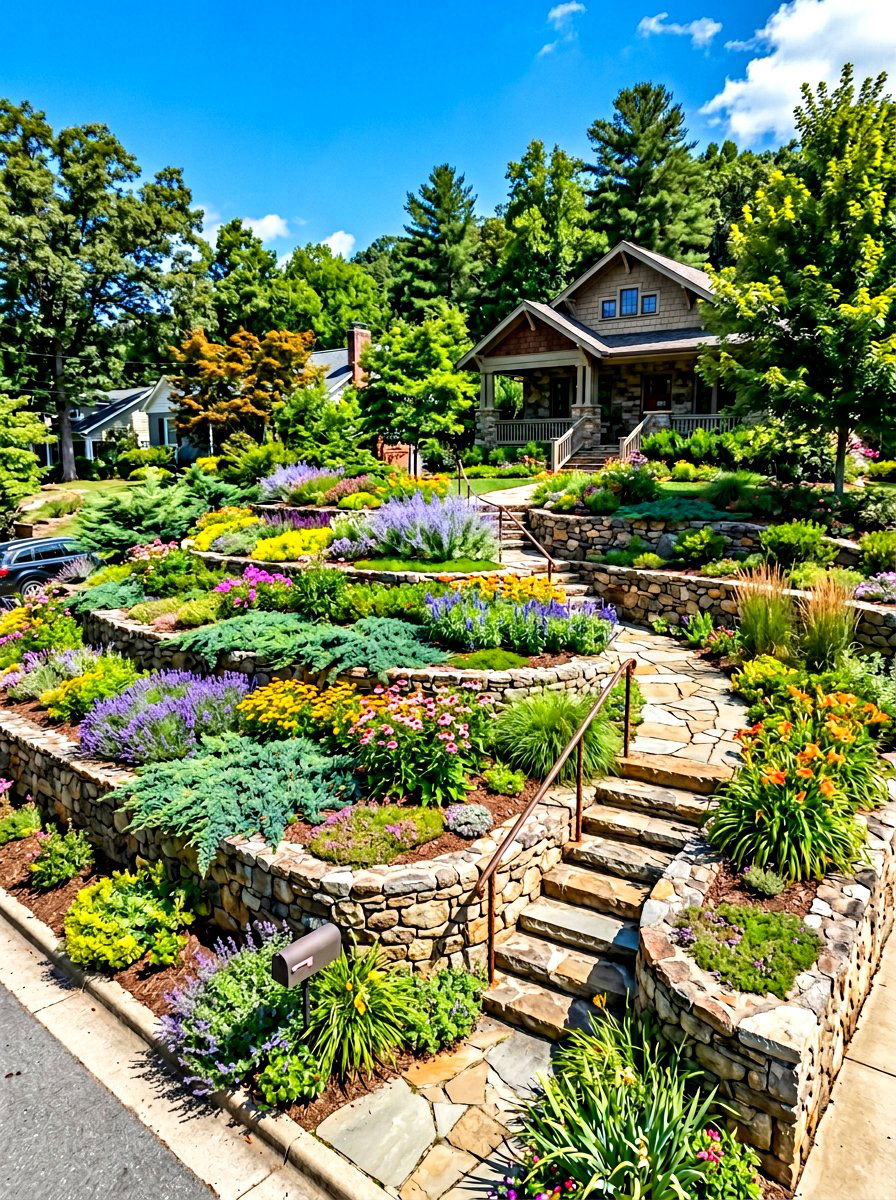 Sloped Front Yard Garden - 30 front yard flower bed ideas