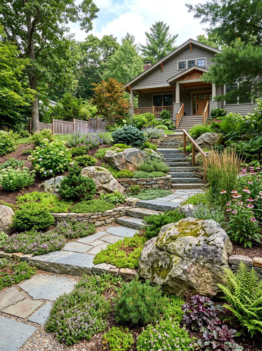 Sloped Front Yard - 30 asymmetrical front yard landscaping ideas
