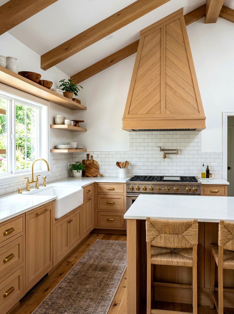 Sloped Wood Range Hood - 30 paneled range hood ideas