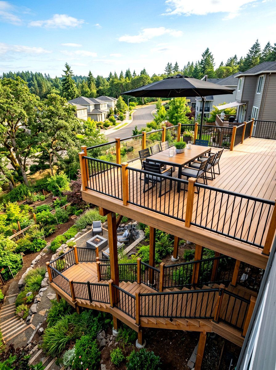 Sloped Yard Deck - 30 sloped yard landscaping ideas