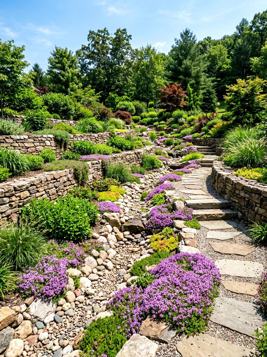 Sloped Yard Swale System - 30 swale landscaping ideas