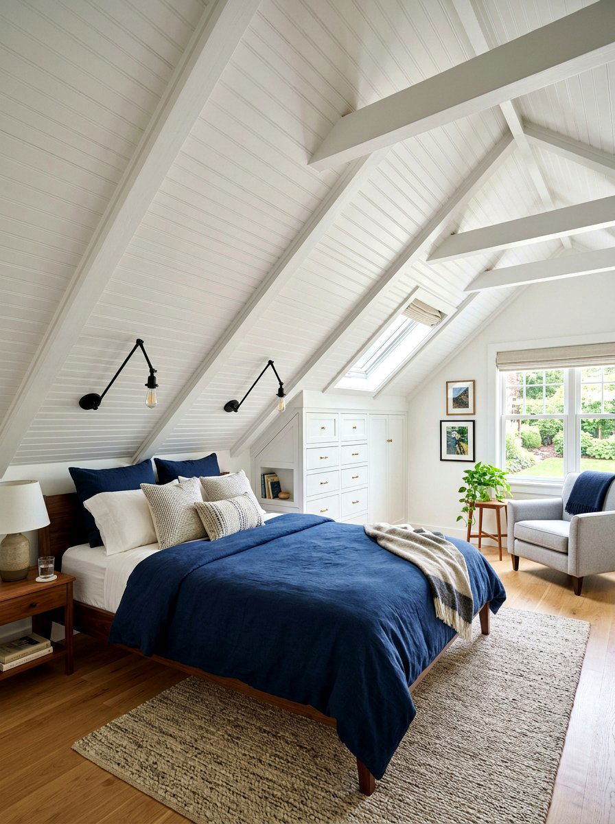 Sloped ceiling guest bedroom - 30 attic guest room ideas