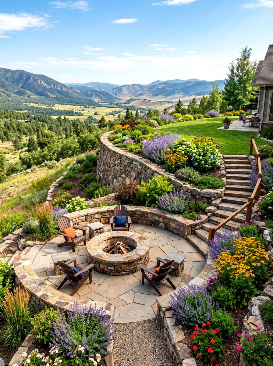 Sloped yard fire pit - 30 fire pit lounge ideas