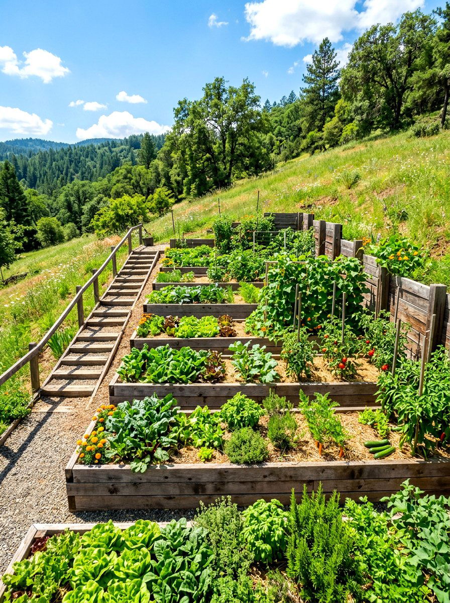 Sloped yard garden bed - 30 wood raised bed ideas